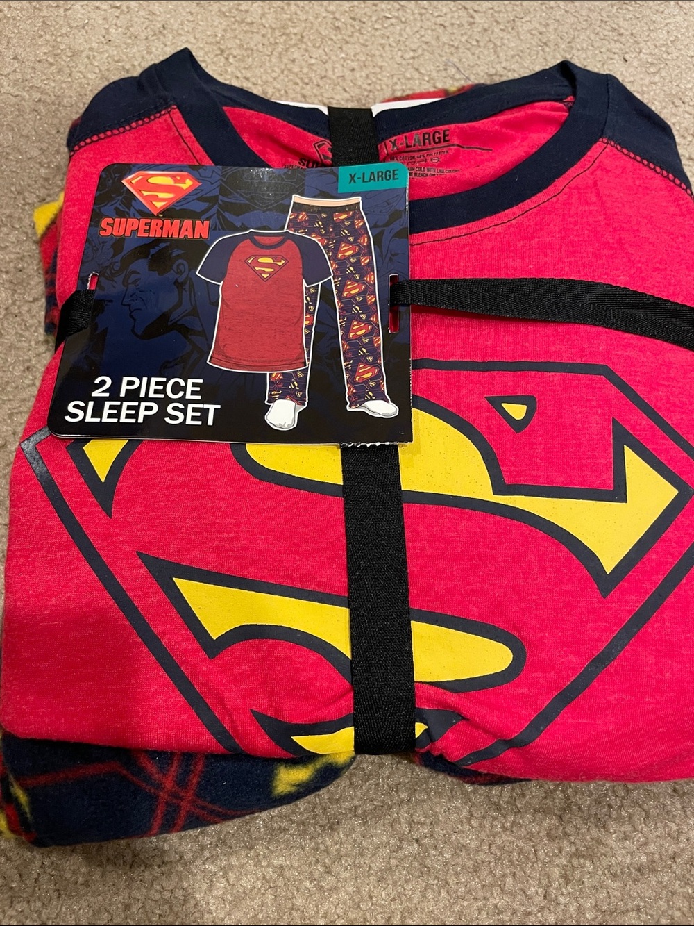 NWT DC Comics men’s Superman Red and Navy 2-Piece Pajama Sleep Set, xl